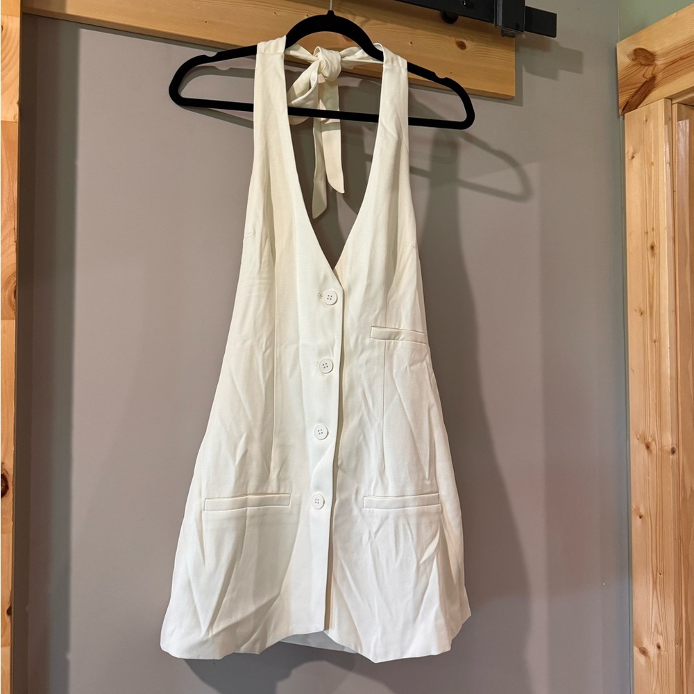 White button down halter top